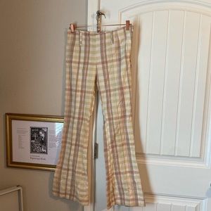 nwot free people pants flare with plaid